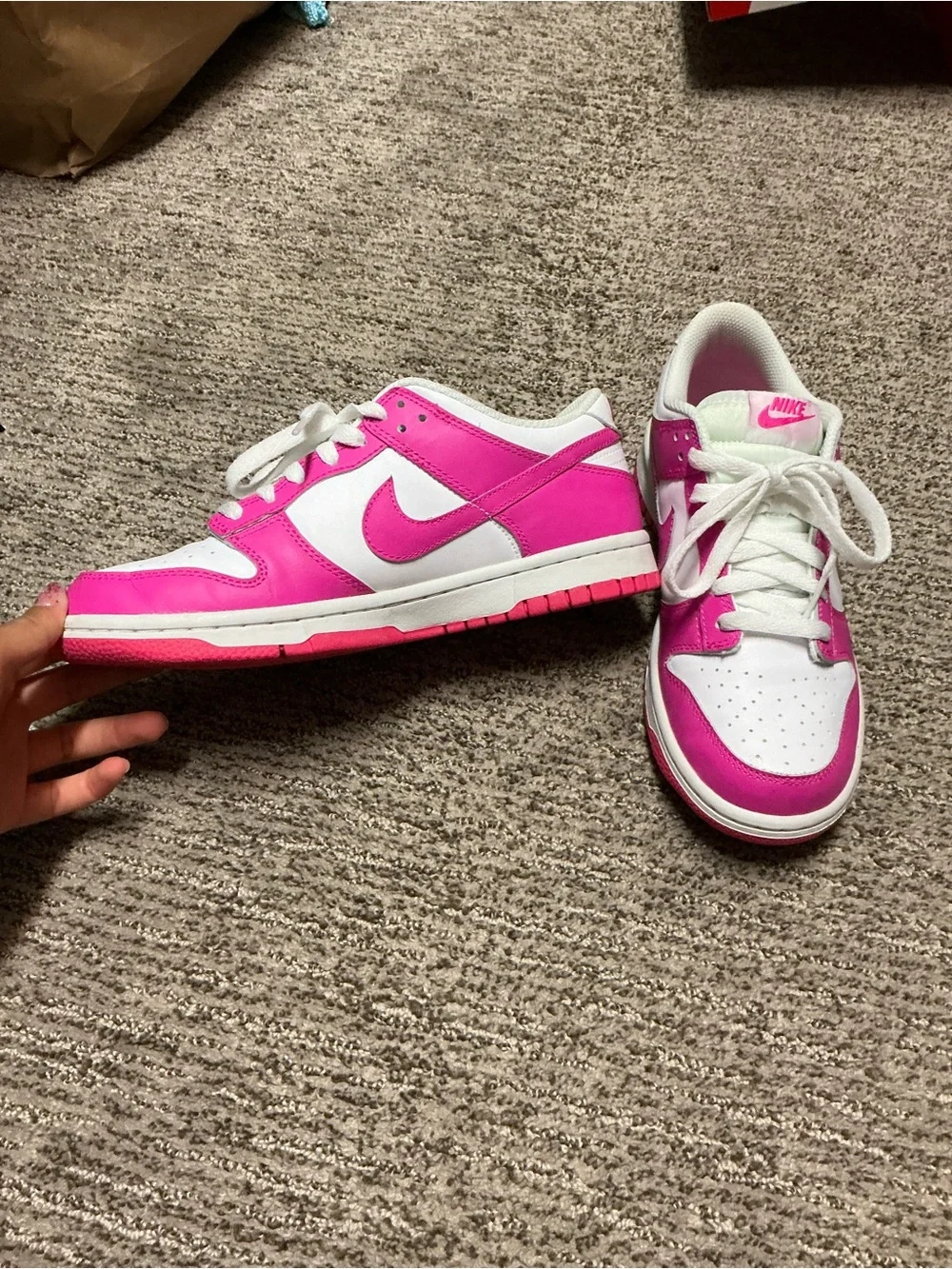 Nike Kids Pink and White Low-Top Sneakers